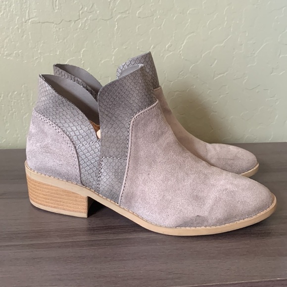American Eagle Gray‎ Suede with Faux Snakeskin Trim Ankle Booties Size 7 - Picture 5 of 11